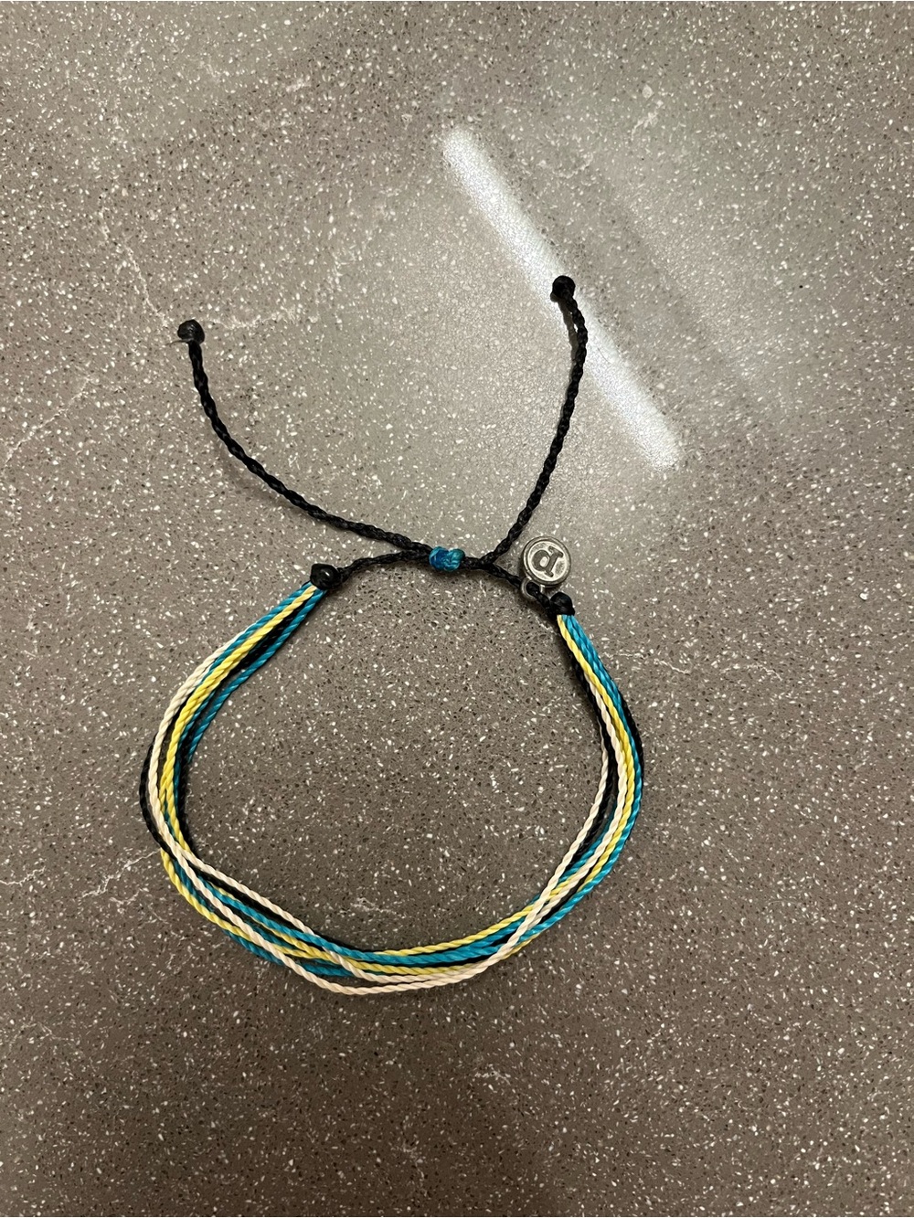 Pura Vida Black Cord Bracelet with Blue, Teal & Cream Strands